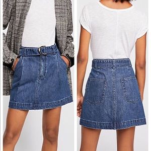 Free People Jade Denim Belted Skirt